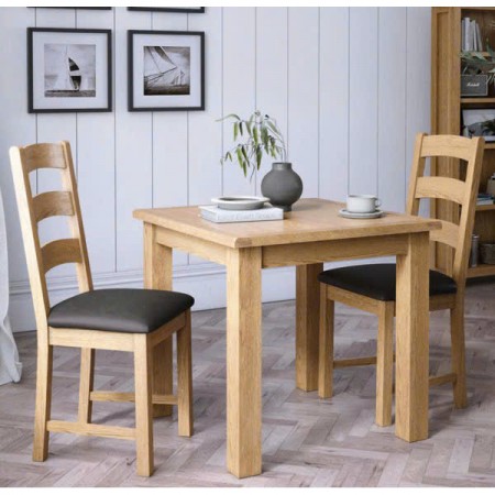 Square 90cm : Bàn Ăn Gỗ Sồi Vuông 90cm + 4 Ghế ( KD1191 - Mặt Nệm PU )